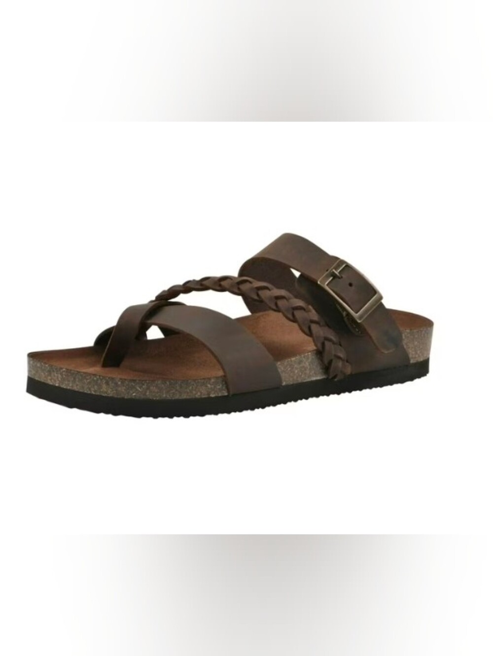 Mountain Sole Ladies  Leather Braided Strap Slide Sandals